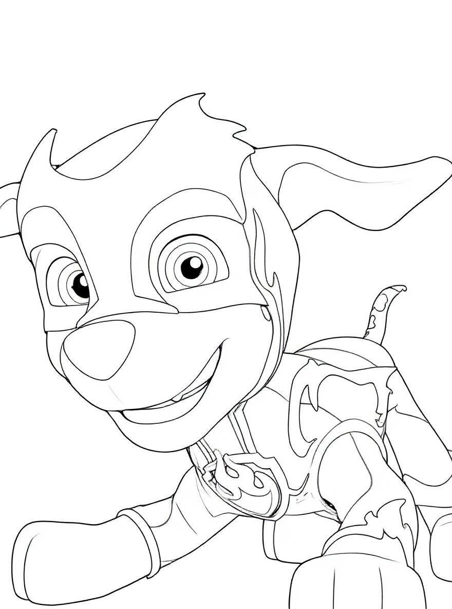 Fiery dog hero coloring page