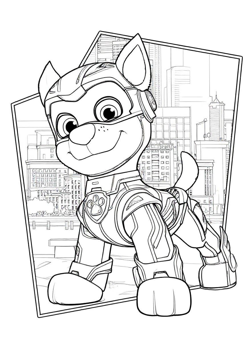 Mighty Chase paw patrol coloring page