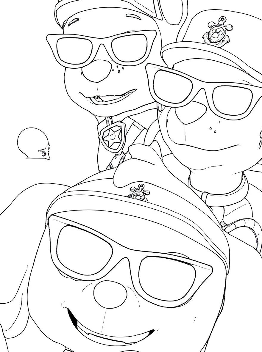 Paw patrol beach day coloring page