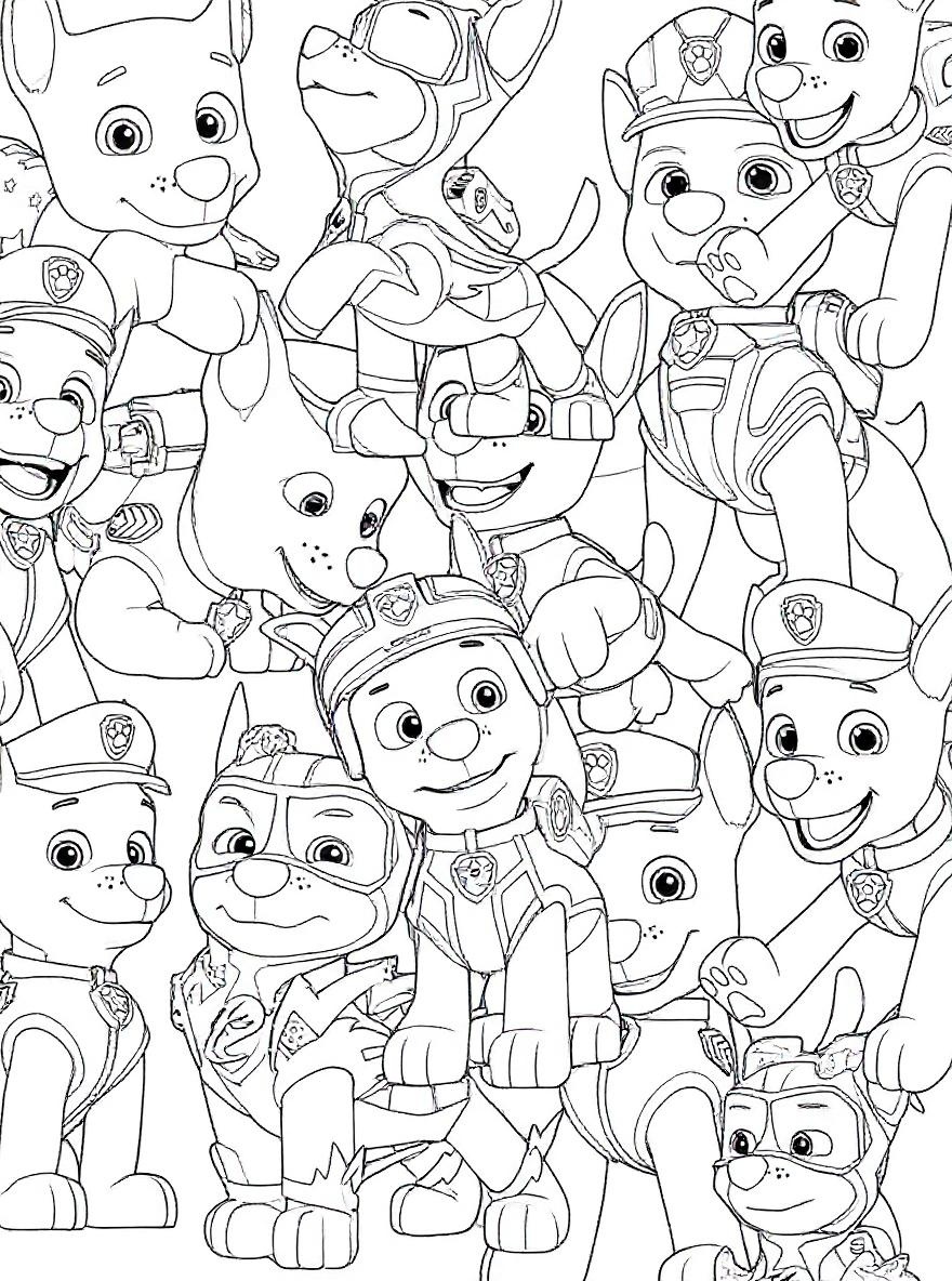 Paw Patrol Chase collage coloring page