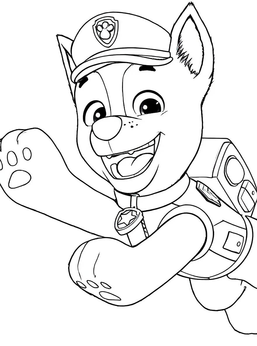Paw Patrol Chase flying coloring page