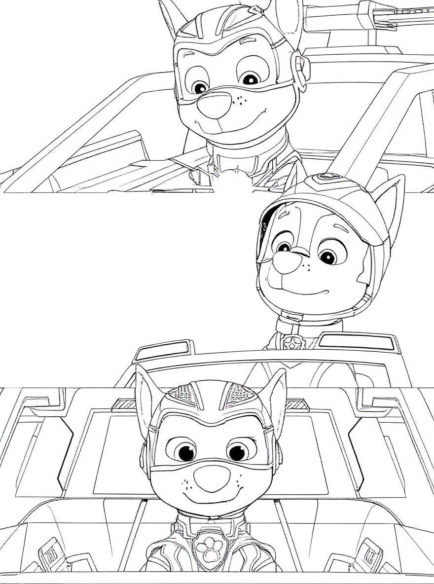 Paw Patrol Chase in Car coloring page