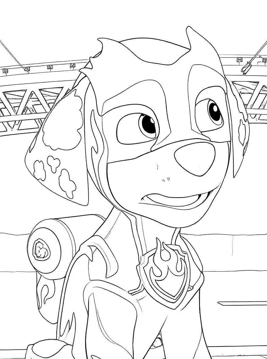 Paw Patrol Marshall in red suit coloring page