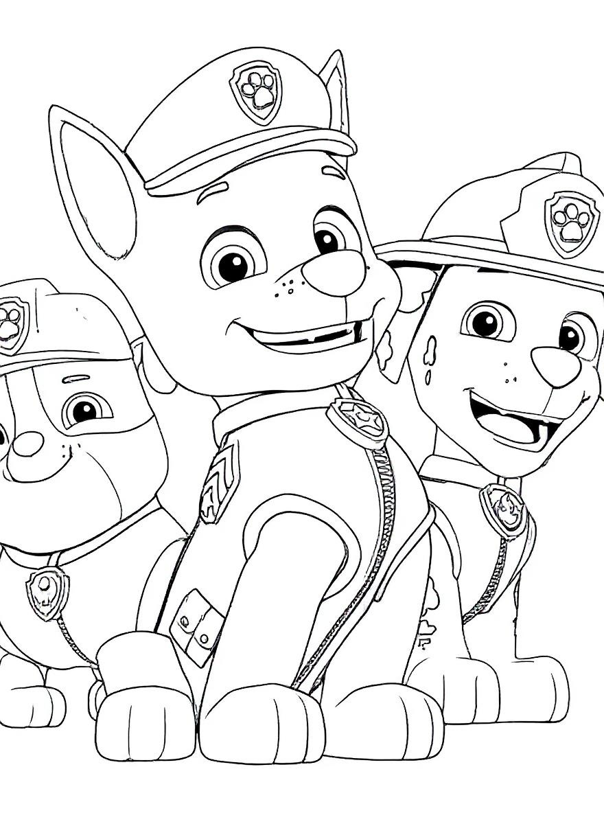 Paw Patrol pups coloring page