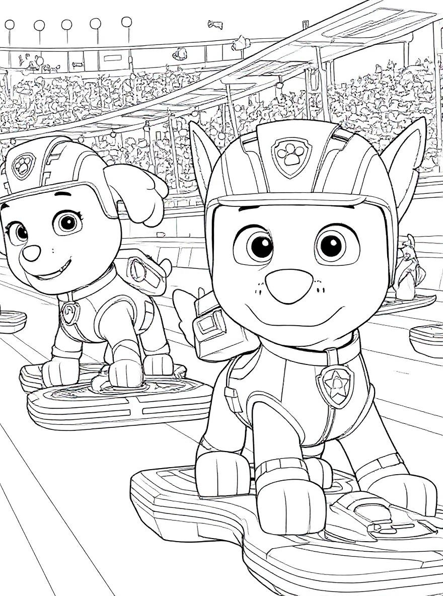Paw Patrol Race Day coloring page