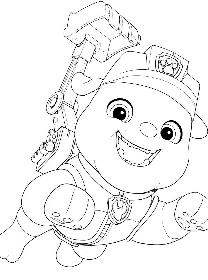Paw Patrol Rubble flying coloring page