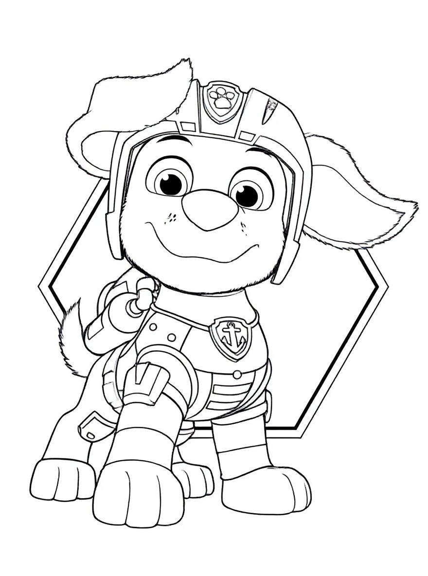 Paw Patrol Rubble in Uniform coloring page