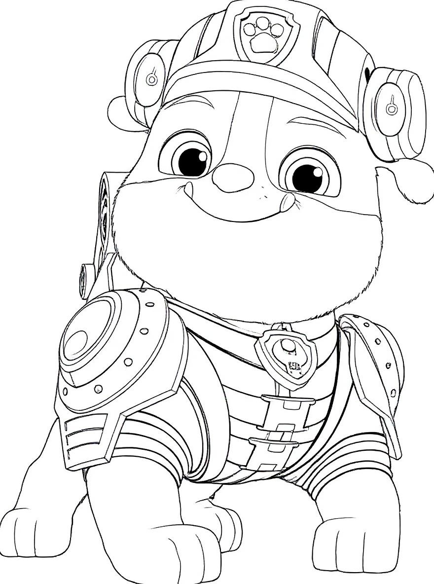 Paw Patrol Rubble Mighty Pups coloring page