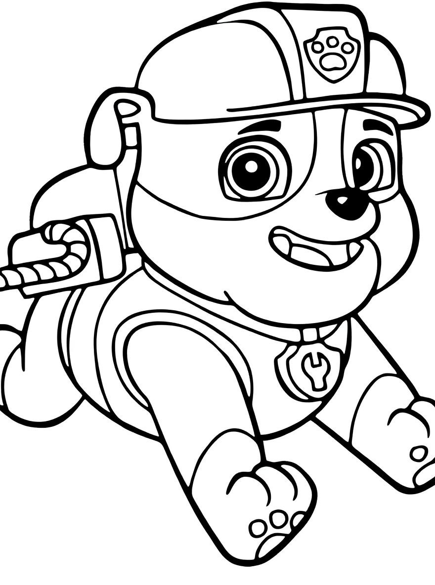 Paw Patrol Rubble running coloring page