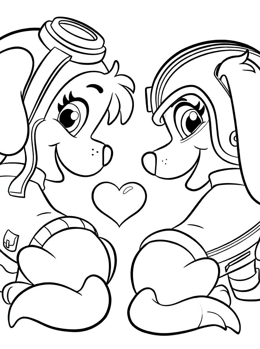 Paw Patrol Skye puppy love coloring page