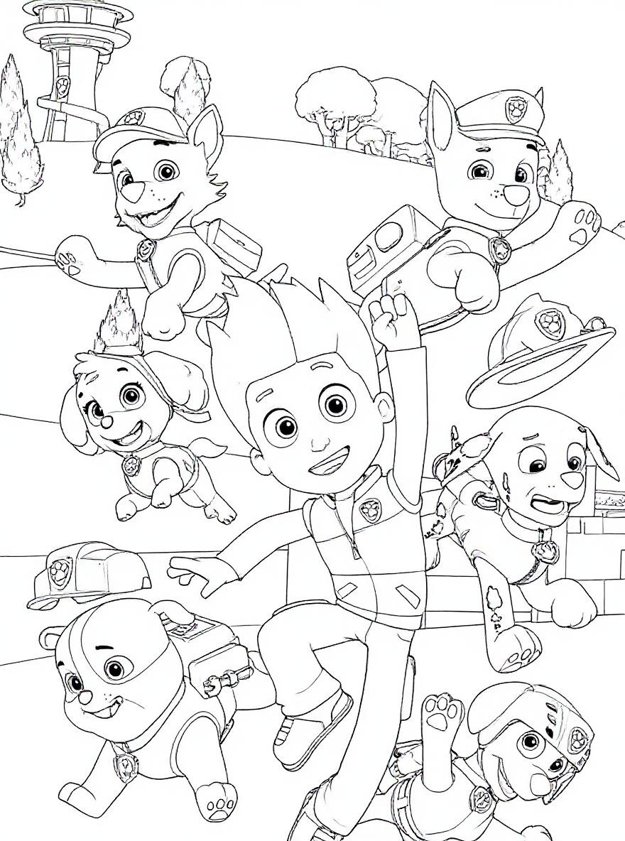 Paw Patrol Team Action coloring page