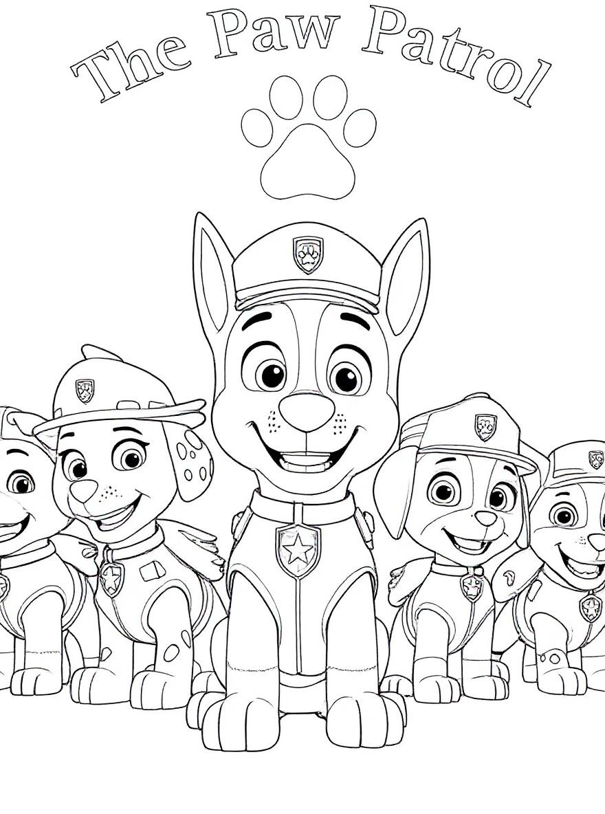 The Paw Patrol team coloring page