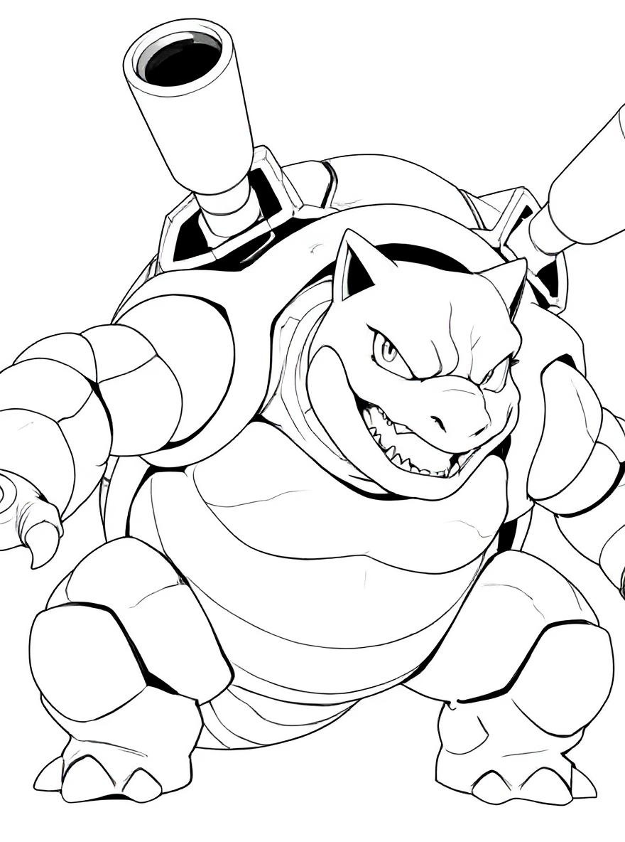 Blastoise ready to battle coloring page