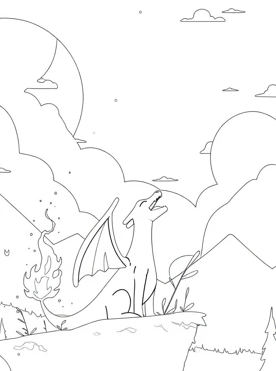 Charizard on a cliff coloring page