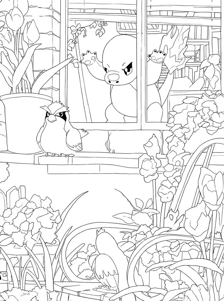charmander and pidgeotto coloring page