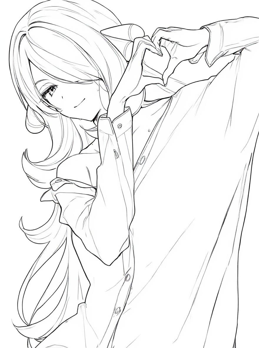 Cynthia making a heart gesture coloring page