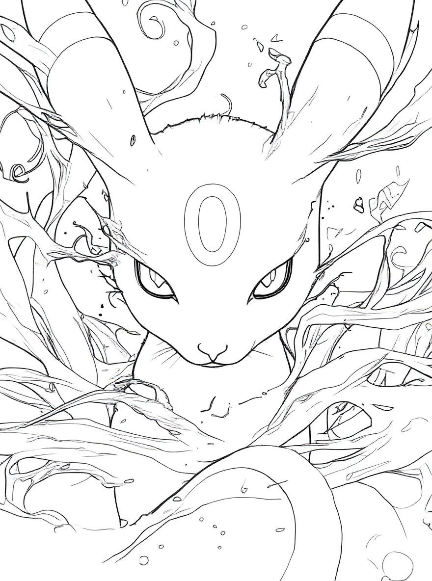 Dark Umbreon with red eyes coloring page
