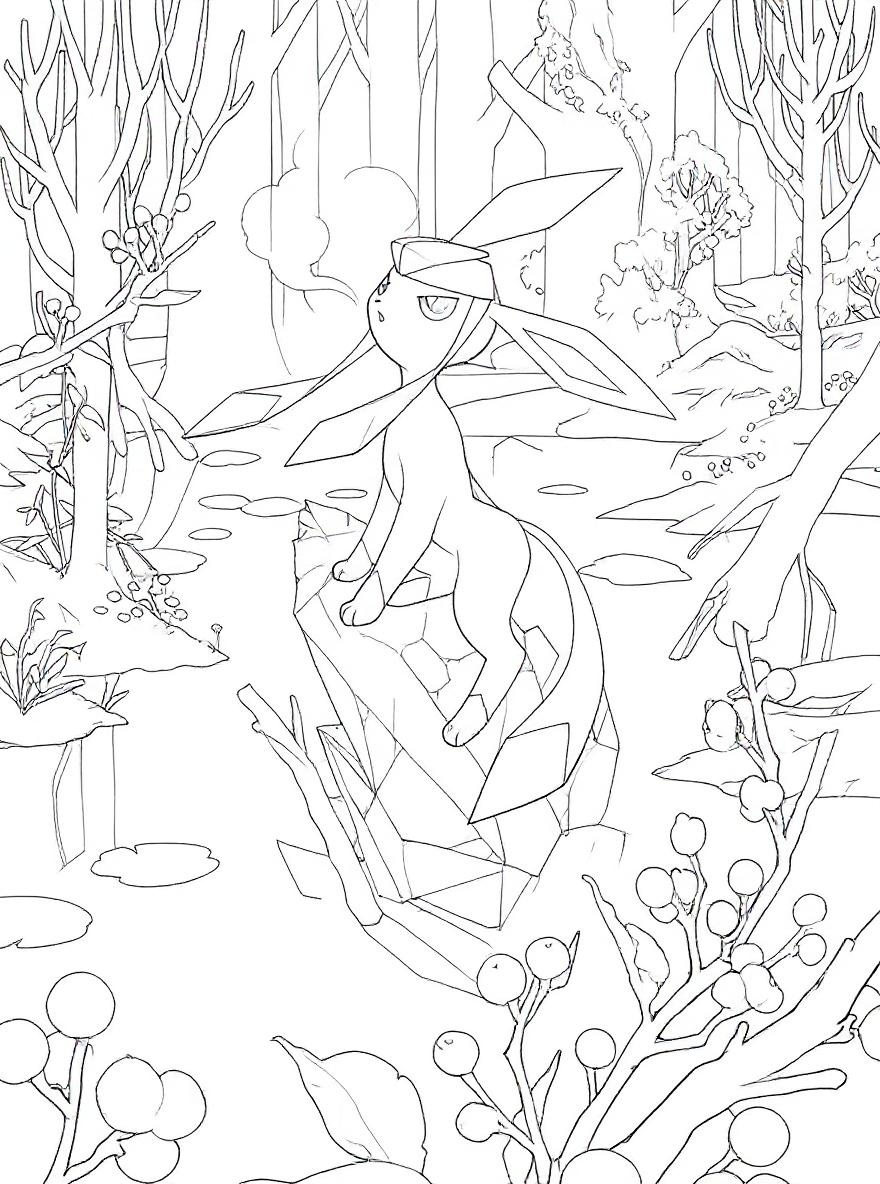Glaceon a snow covered pokemon coloring page