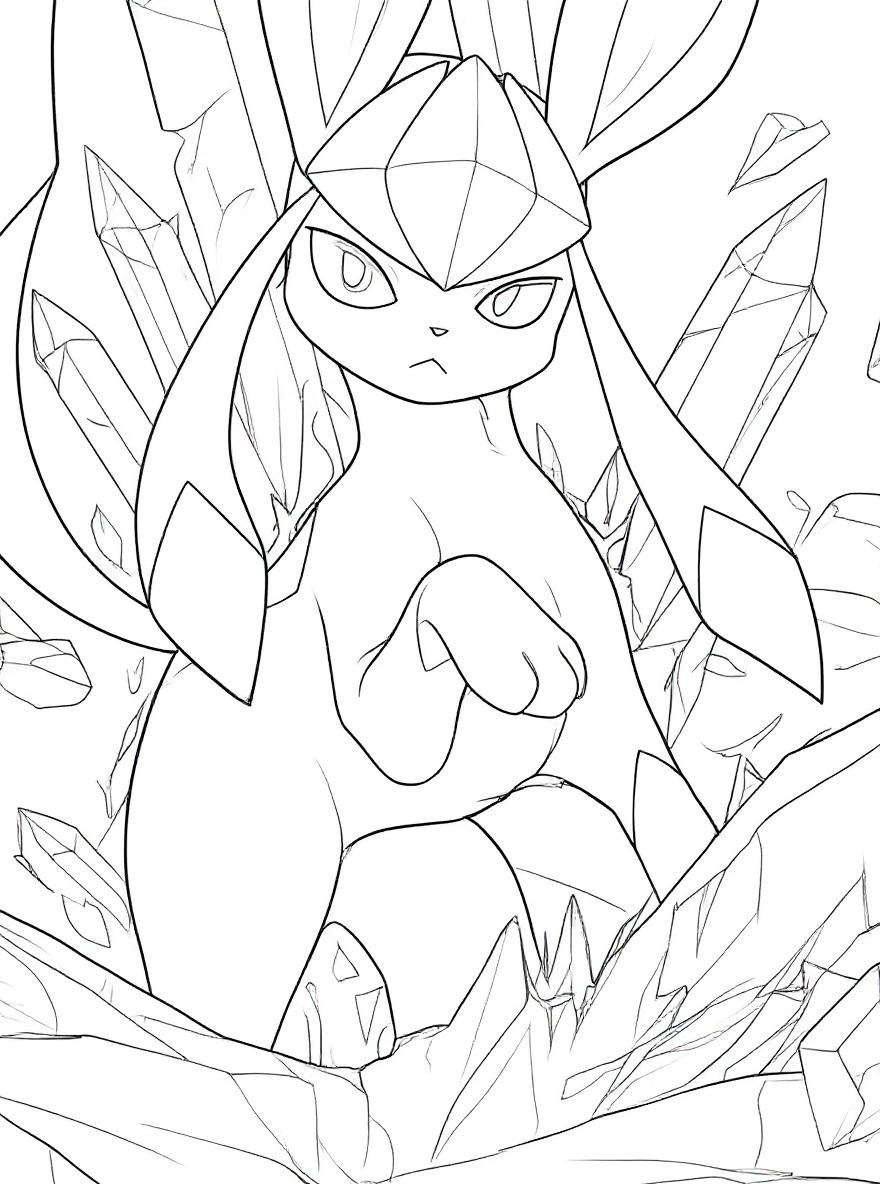 Glaceon ice type pokemon coloring page