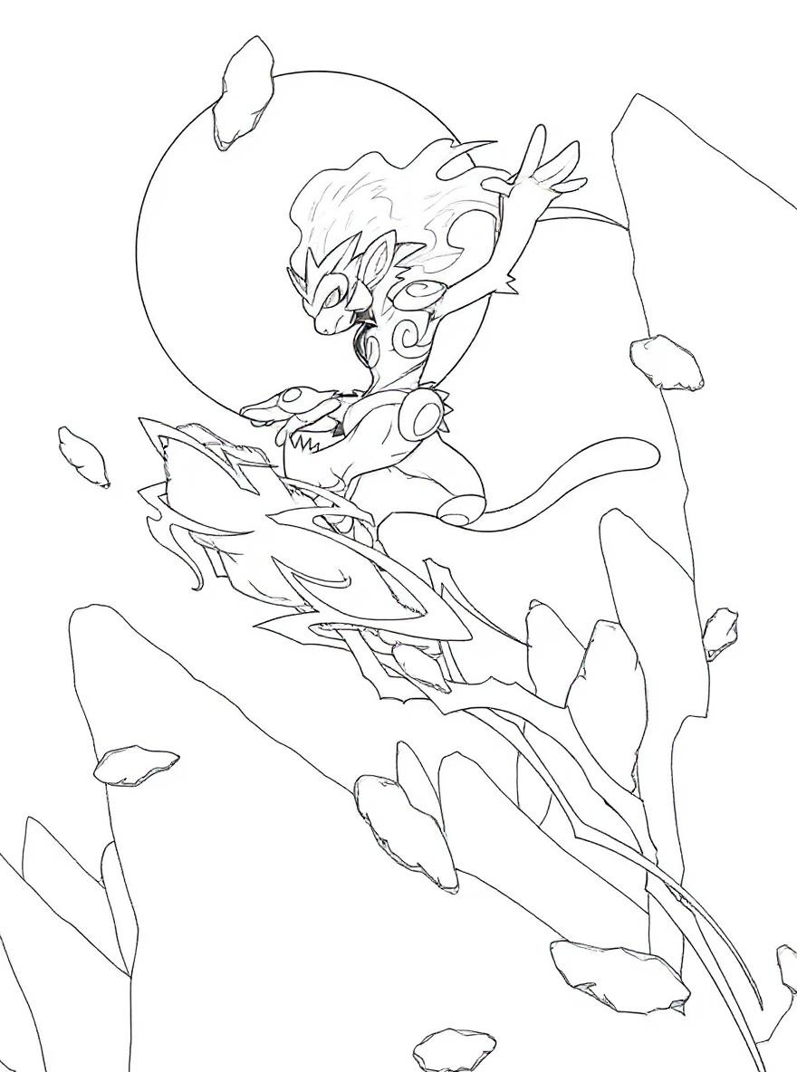 Infernape in action coloring page