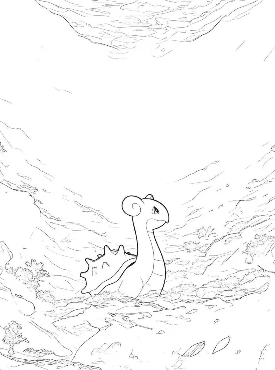 Lapras underwater adventure coloring page
