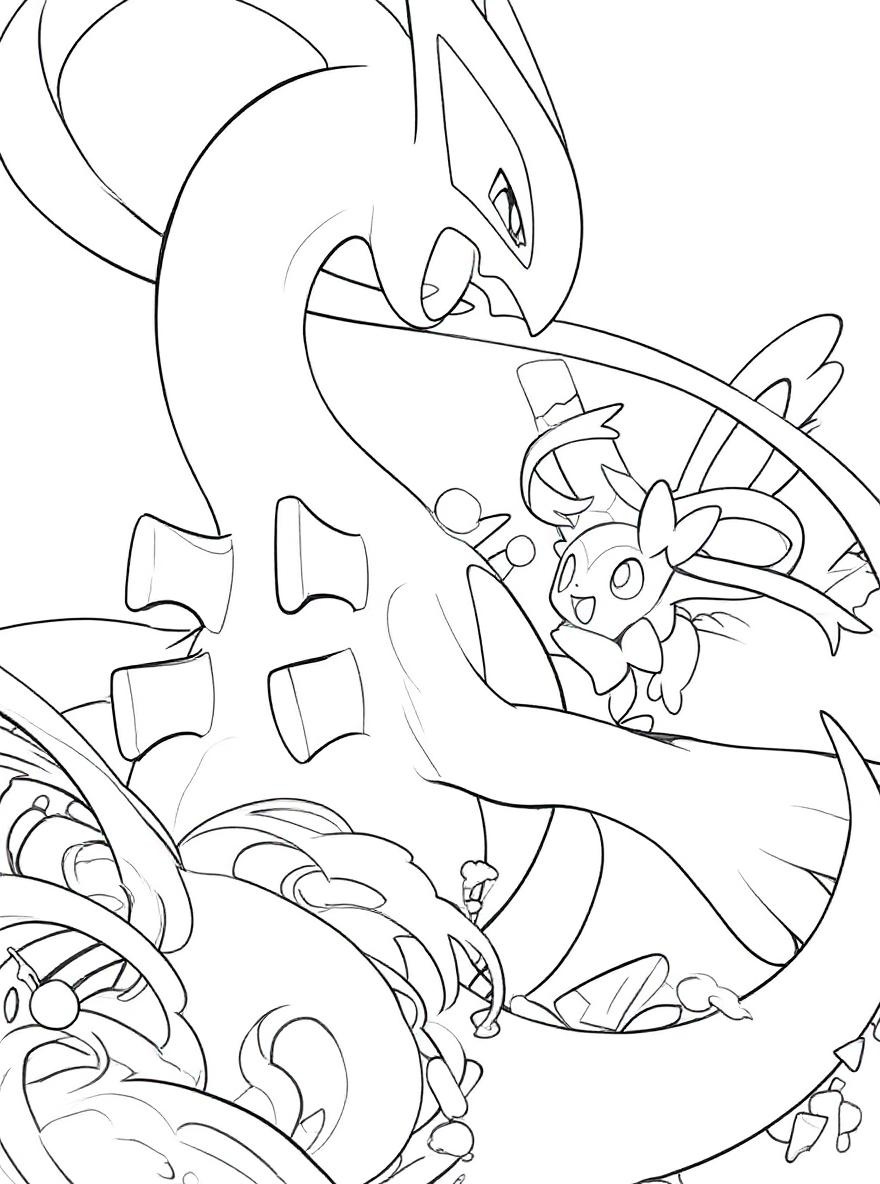 Lugia and Sylveon pokemon coloring page