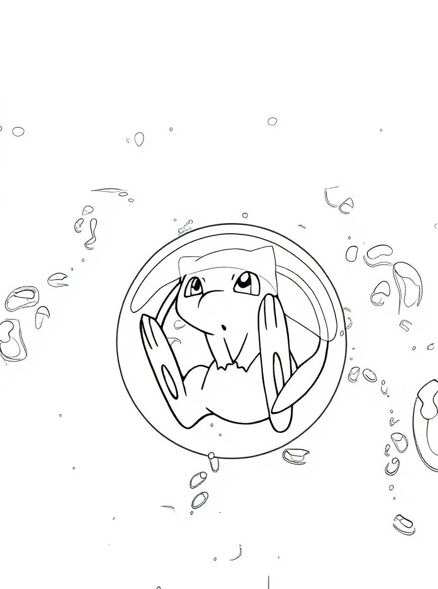 Mew in a bubble coloring page