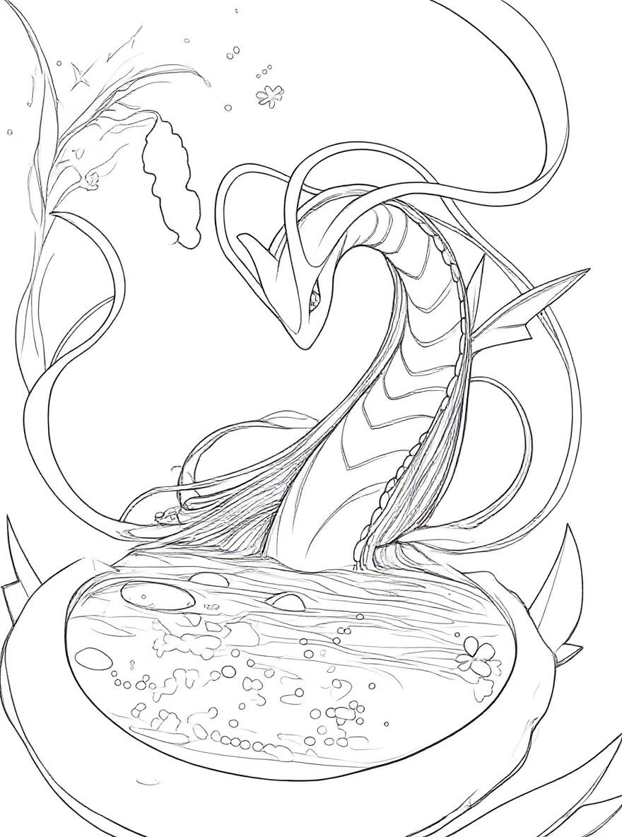 Milotic the beautiful pokemon coloring page