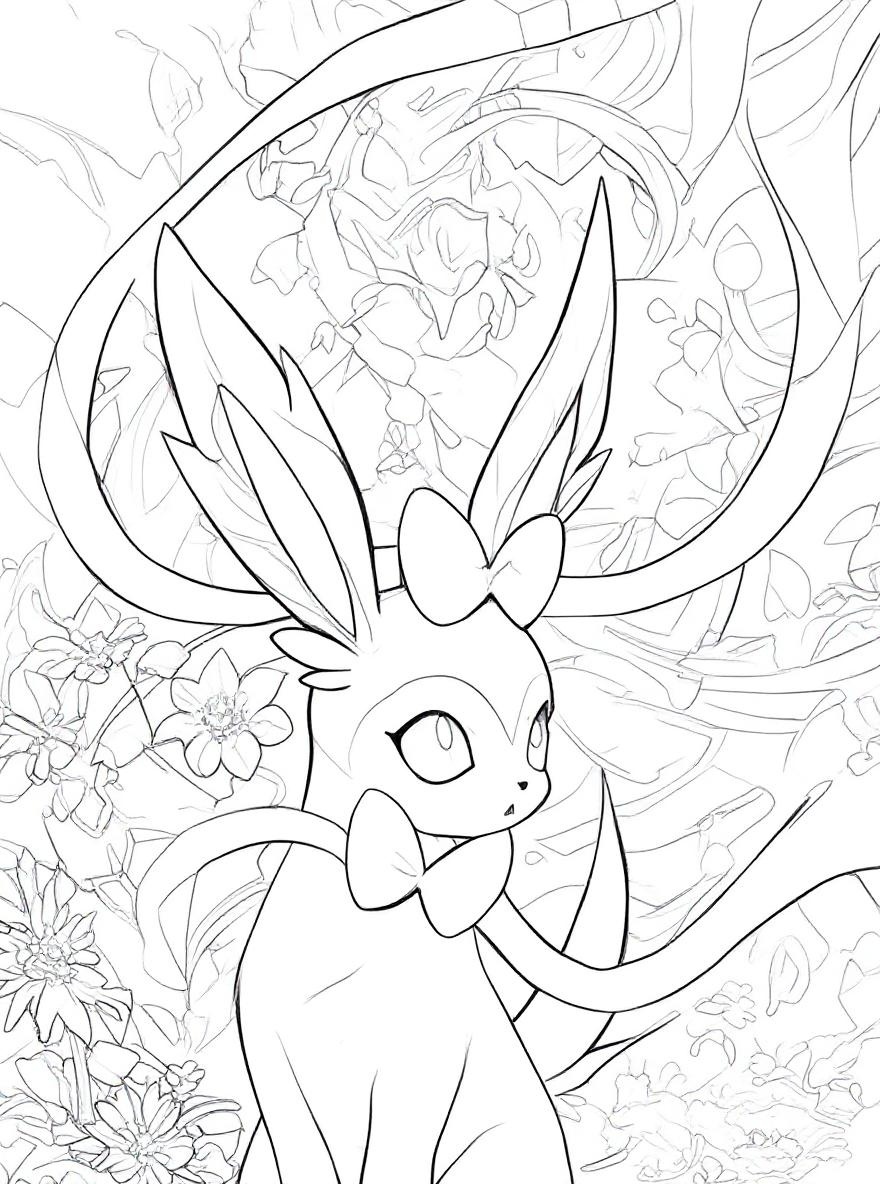 Orange and White Sylveon coloring page
