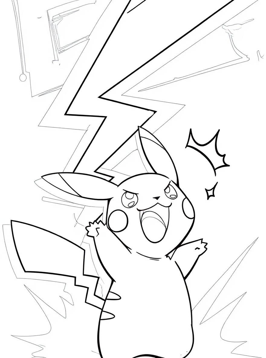 Pikachu power up coloring page