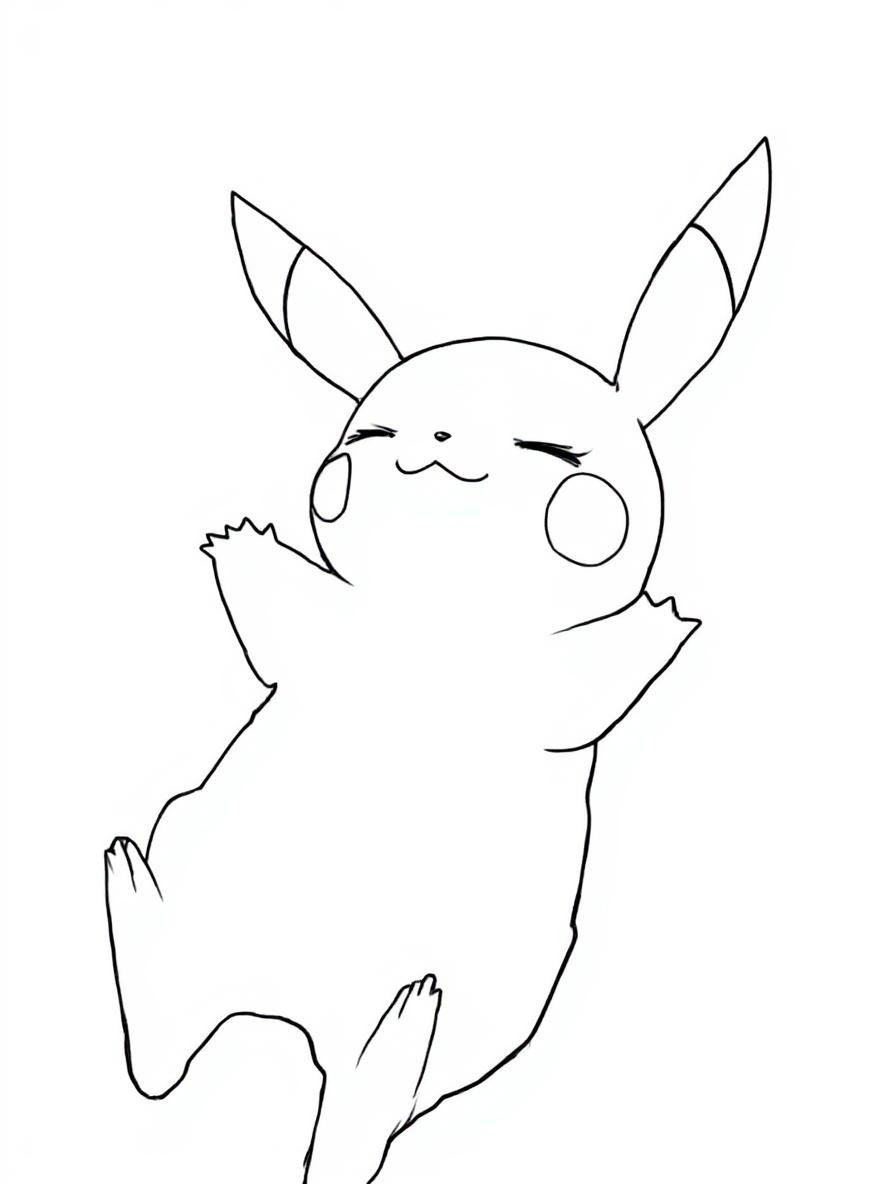 Pikachu swimming coloring page