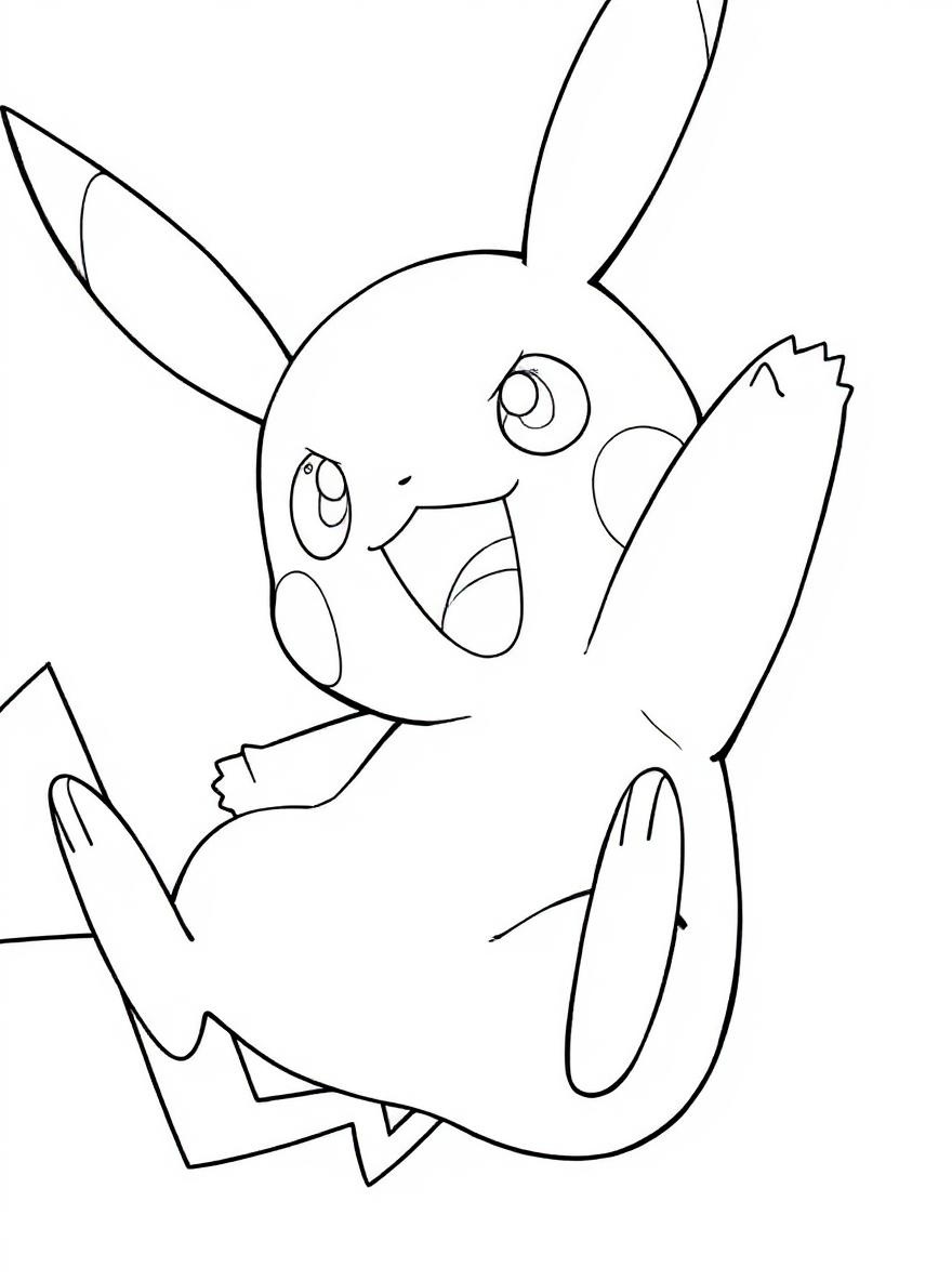 Pikachu with lightning coloring page