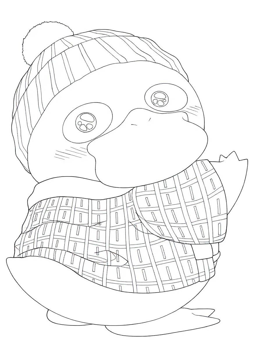 Psyduck wearing a hat coloring page