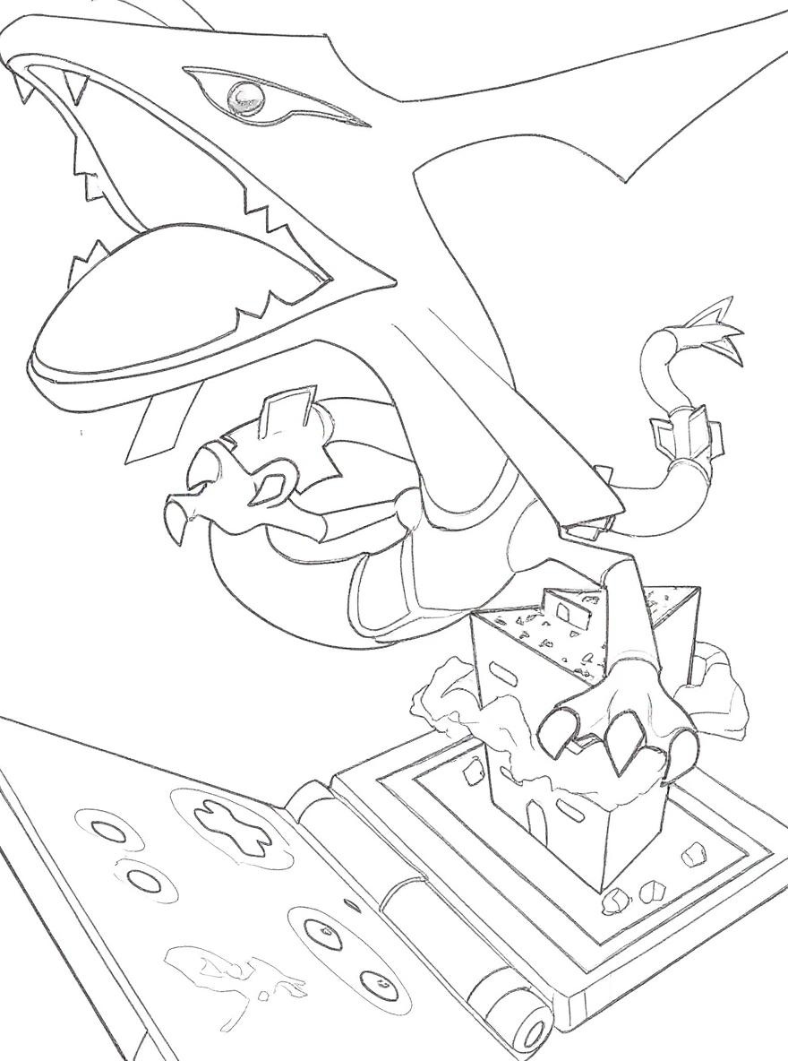 Rayquaza with house coloring page