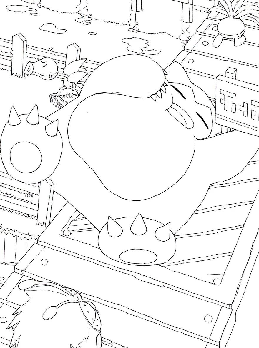 snorlax sunbathing coloring page