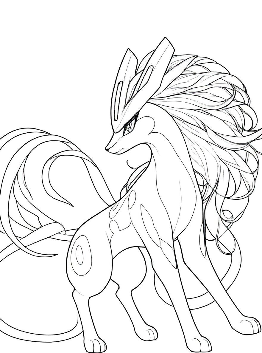 suicune under the moonlight coloring page