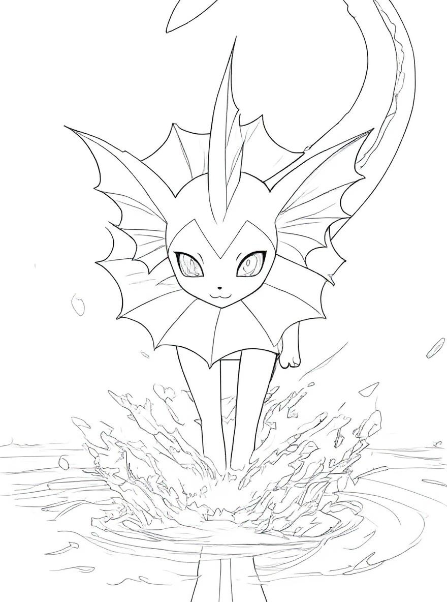 Vaporeon emergence coloring page