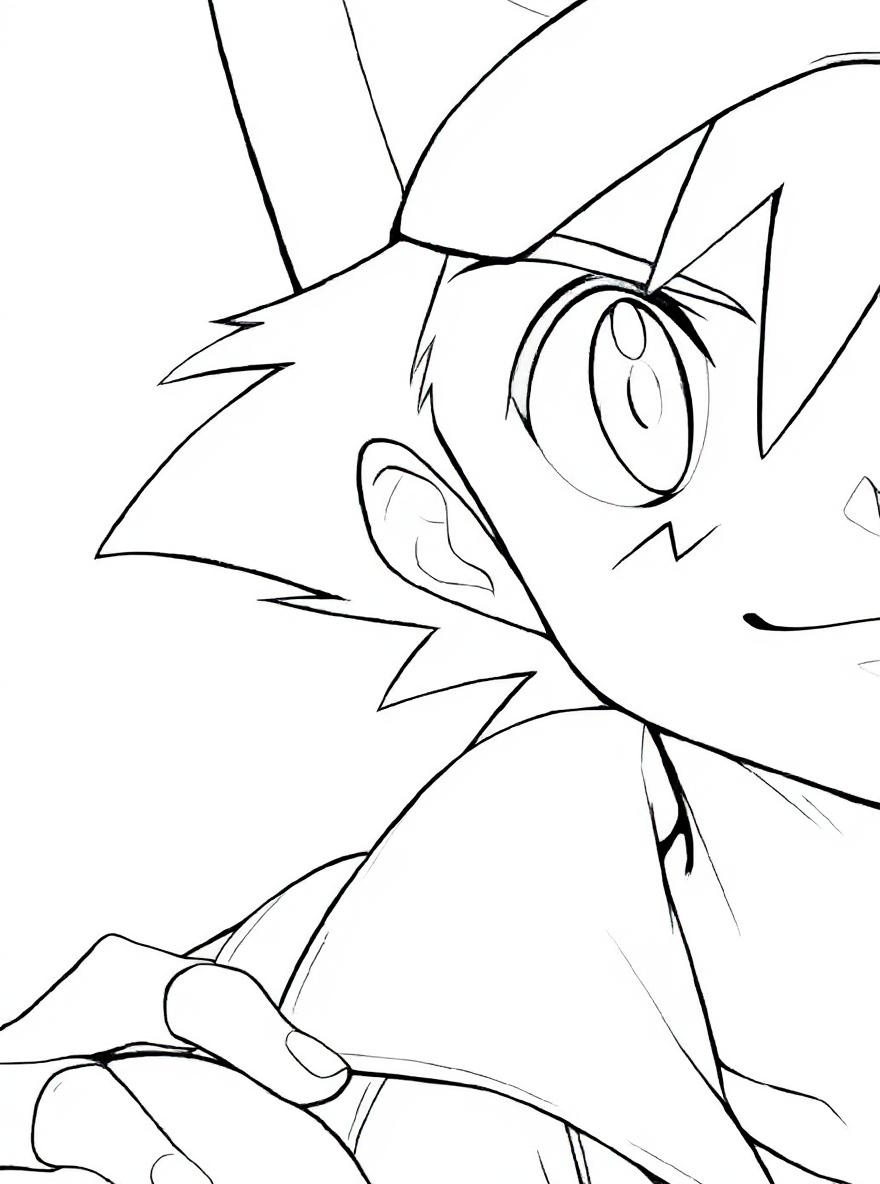 Young Ash Ketchum pokemon coloring page