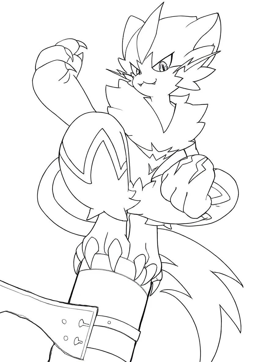 Zeraora on a pole coloring page