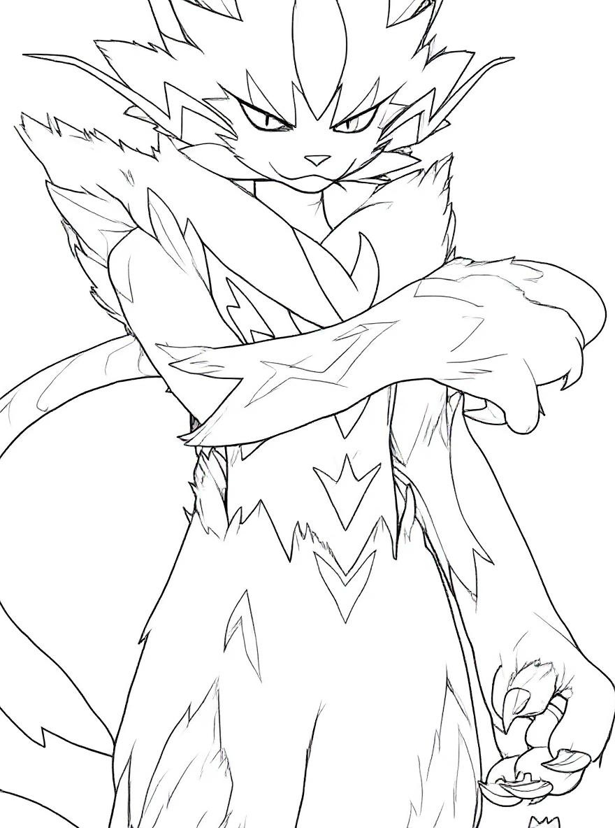 Zeraora the lightning pokemon coloring page
