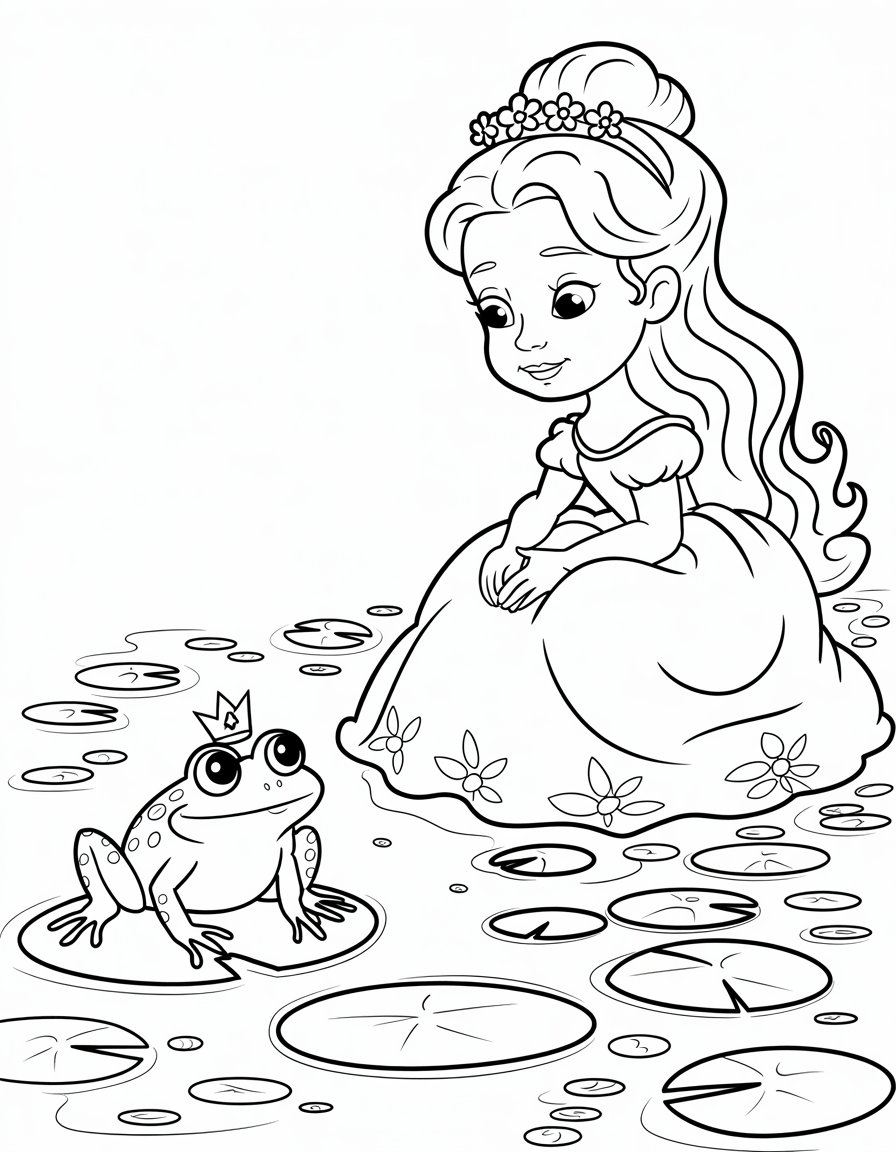 Princess by the Pond with a Frog Prince