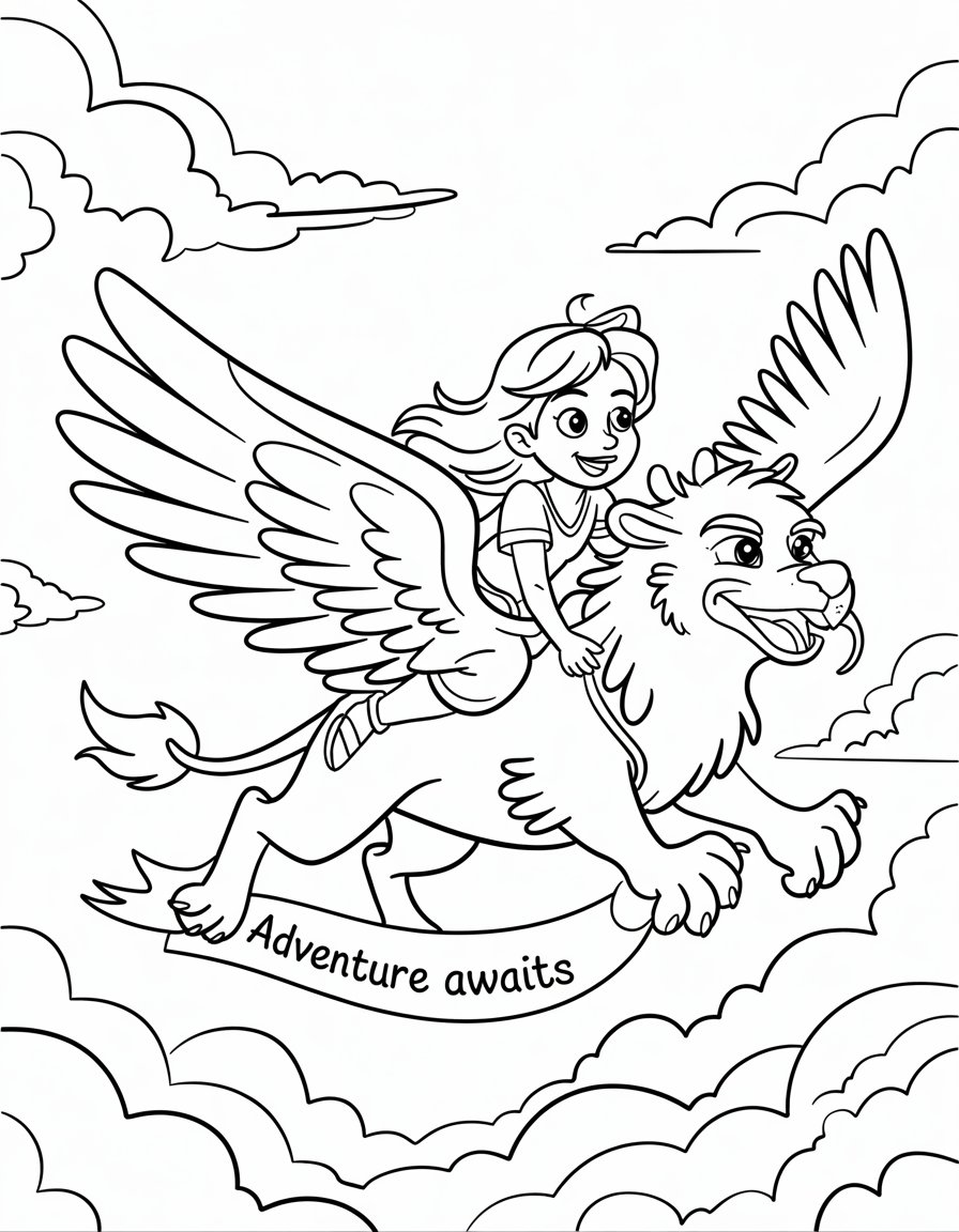 Princess Soaring with a Griffin