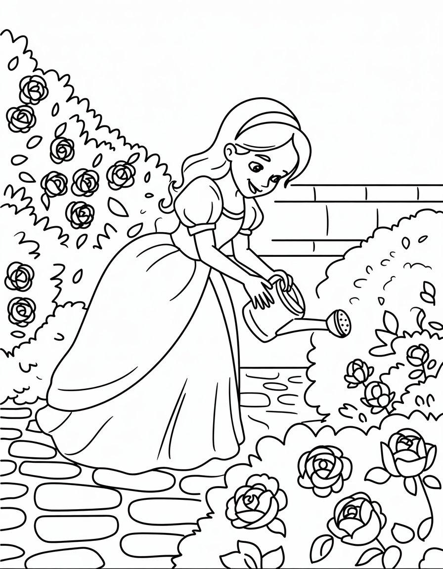 Princess Tending Castle Roses