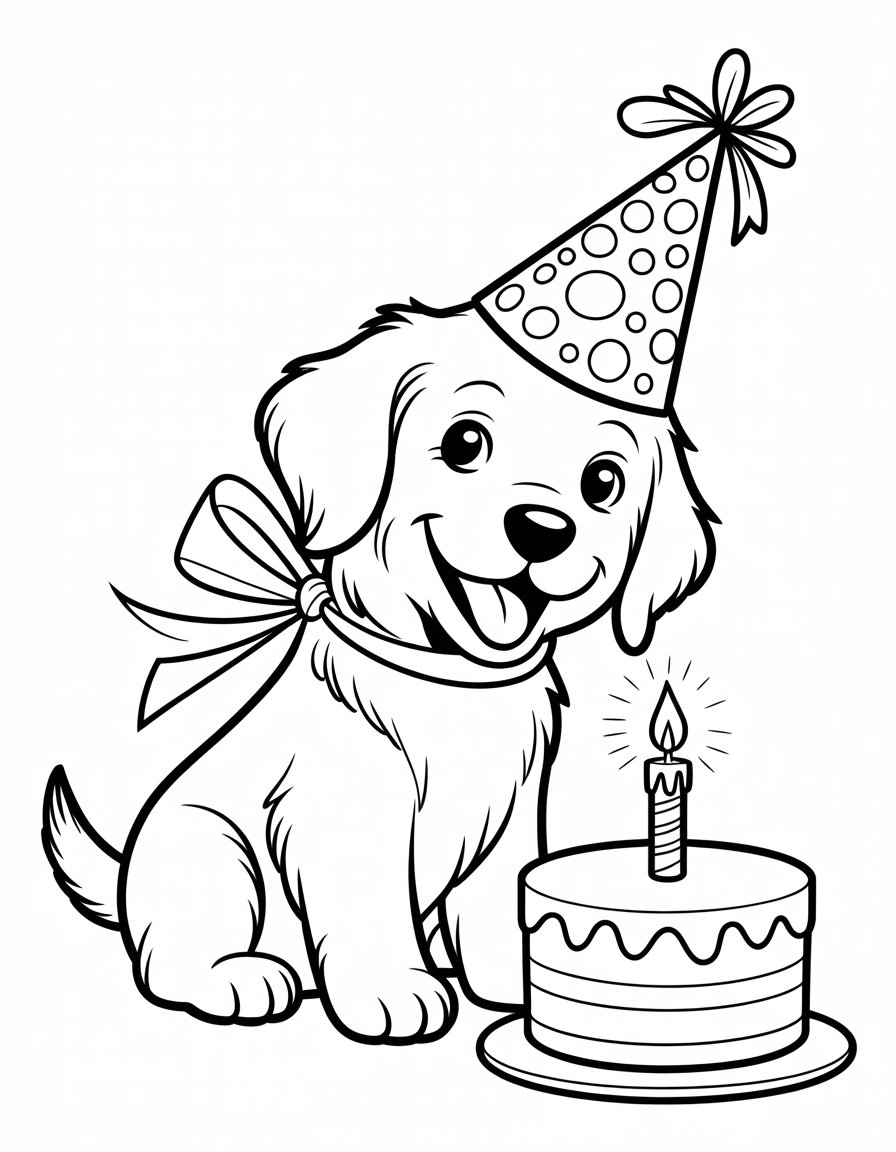 birthday puppy coloring page