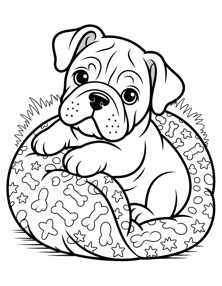 bulldog puppy coloring page