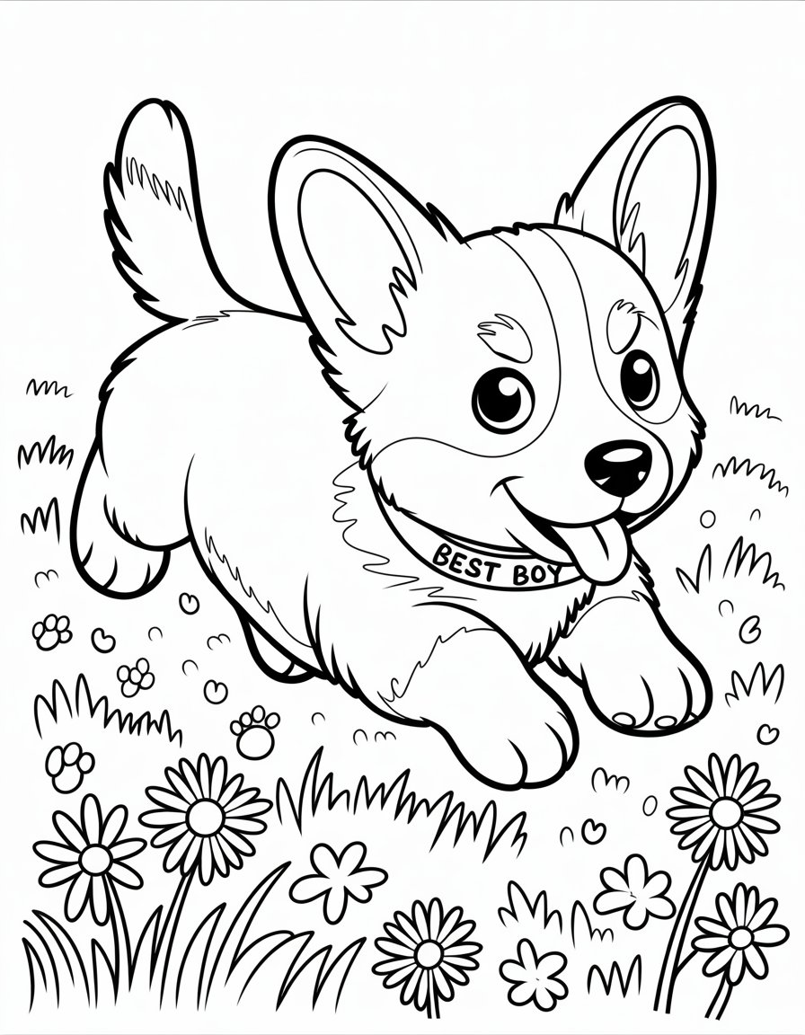 corgi puppy coloring page