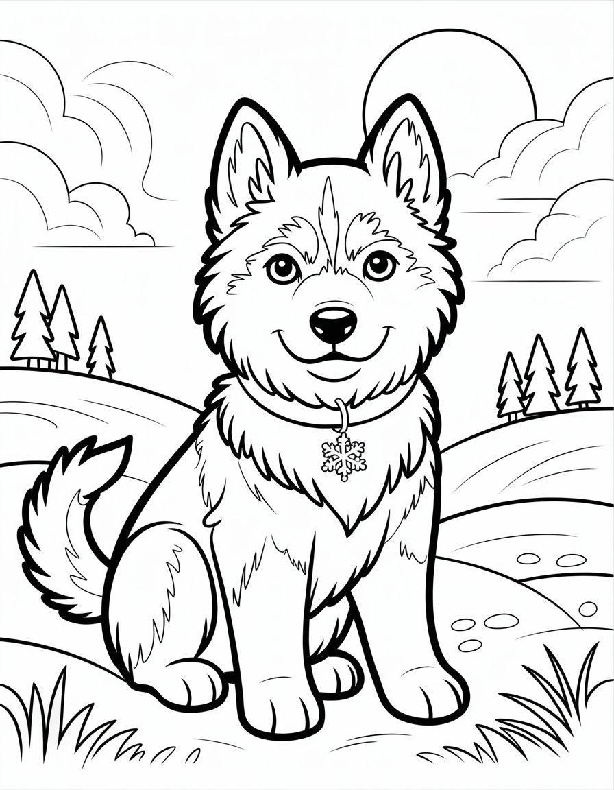 dog coloring page husky