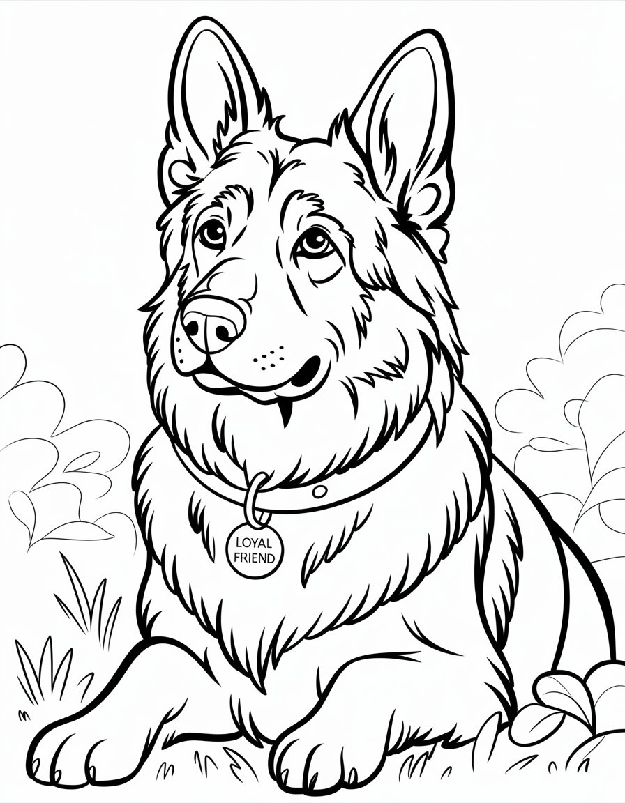 dog coloring page realistic