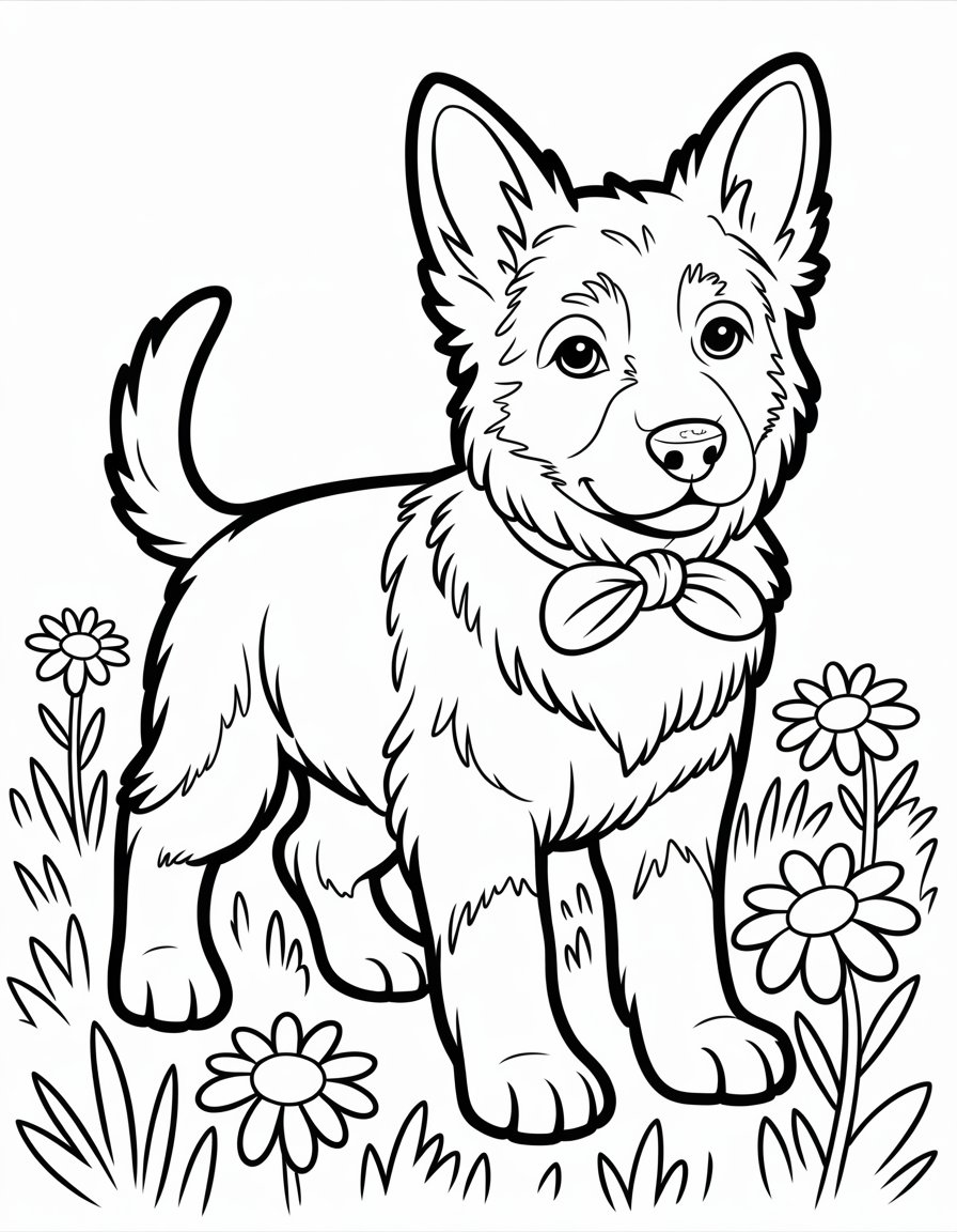 german shepherd puppy coloring page