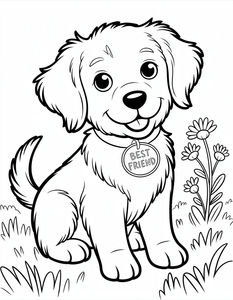 golden retriever puppy coloring page